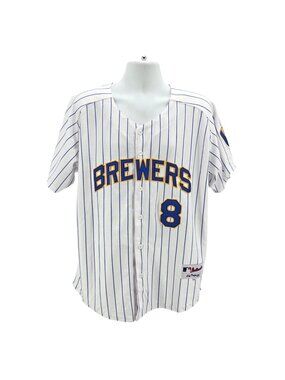 Majestic Mens 52 Jersey Milwaukee Brewers Ryan Braun #8 Authentic Collection